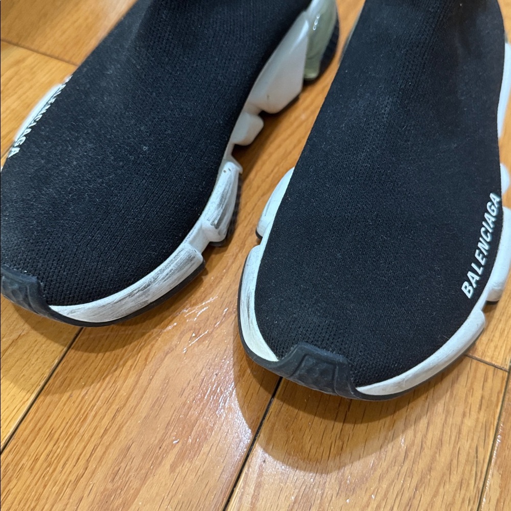 Balenciaga Black Sock Sneakers with White Accents - Picture 5 of 5